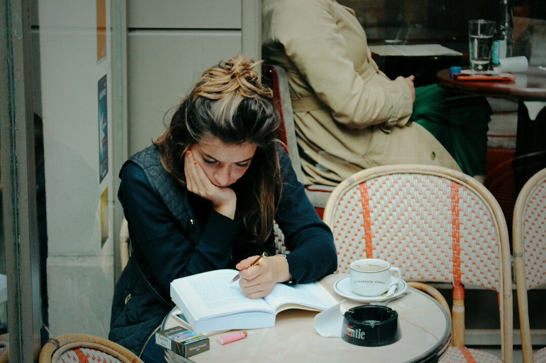 student studying german